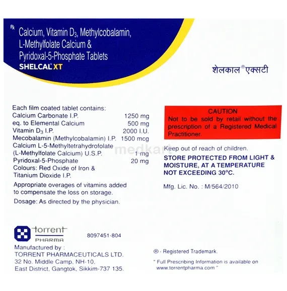 shelcal xt tablet 15's